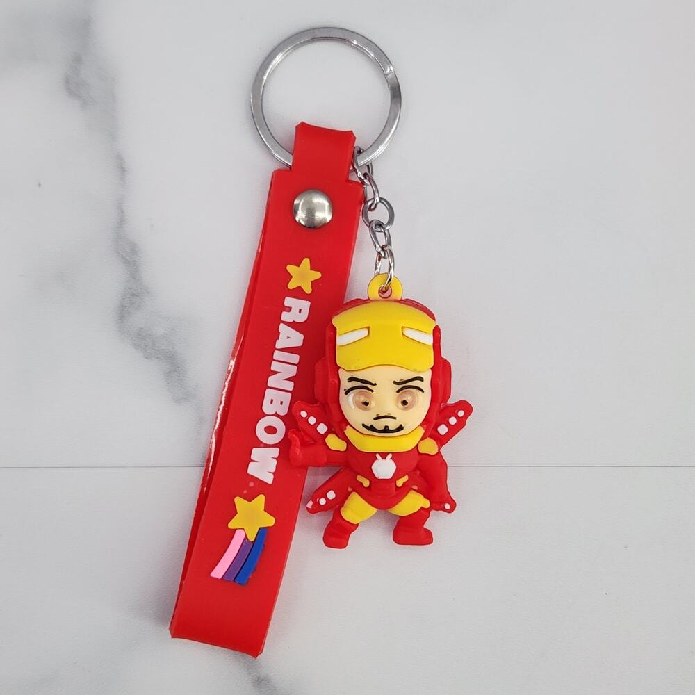 NEW Marvel Avengers Iron Man Figure Keychain PVC Figure Strap Key Ring Bag Charm